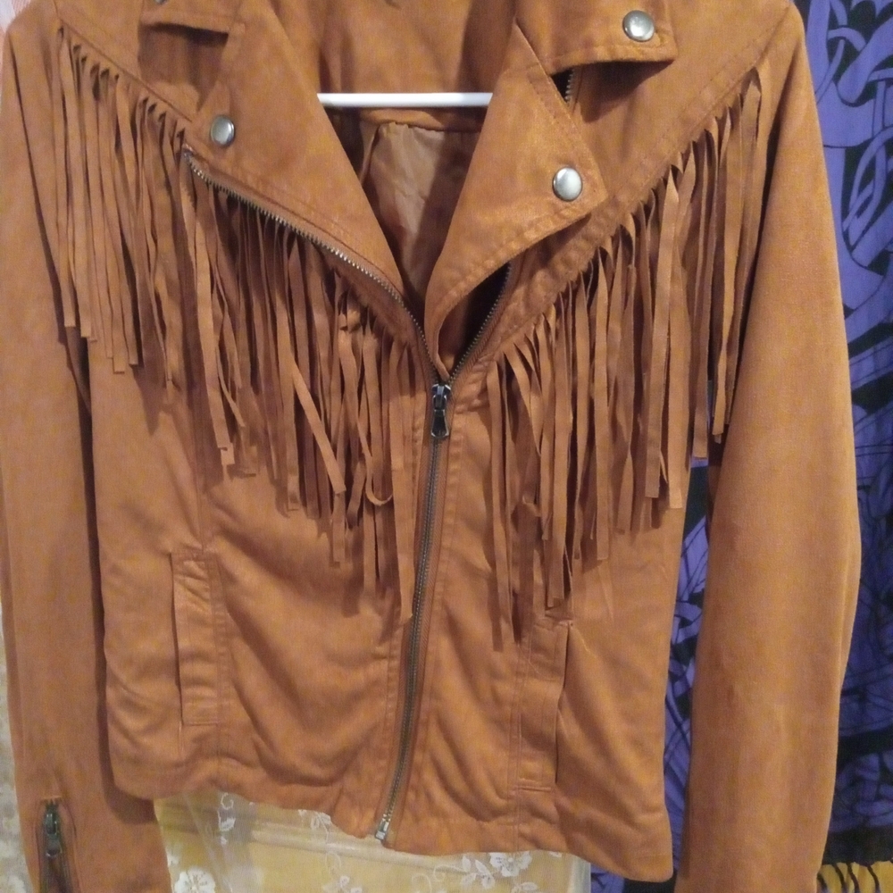 Tan Suede Fringe Women's Jacket